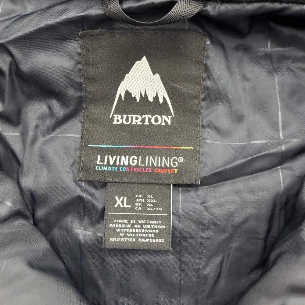 Burton Living Lining Mens XL Snowboard‎ Jacket Purple Black Abstract Graphic Zip
